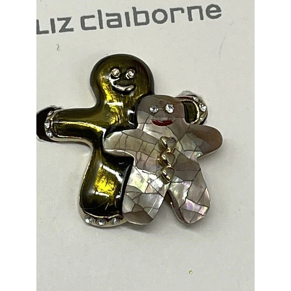 Liz Claiborne Gingerbread Men Brooch New